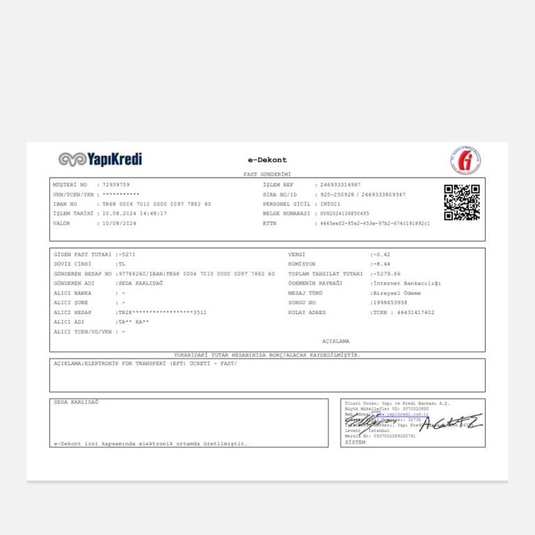 Yapı Kredi Bankası Yanlış Yönlendirilen Para Transferi Ve İlgisiz Hizmet