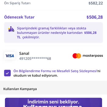 Getir Kredi Kartından Fazla Para Çekme İşlemi