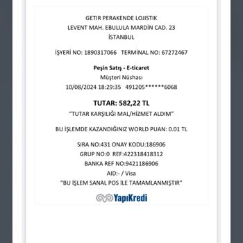 Getir Kredi Kartından Fazla Para Çekme İşlemi