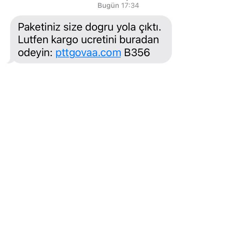 PTT Bank PTT Kargo Link İçeren Mesaj