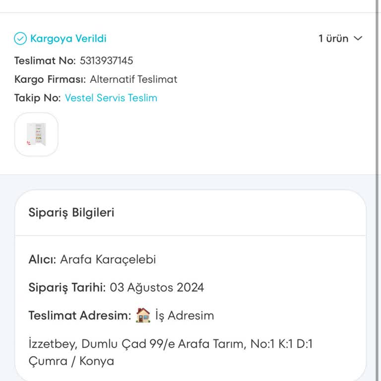 A101 3124080308940133 Numaralı Sipariş Hakkında