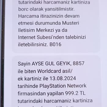 PlayStation Türkiye Kredi Kartından Para Kesilme