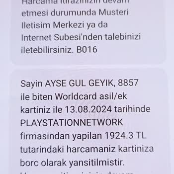 PlayStation Türkiye Kredi Kartından Para Kesilme