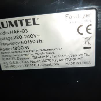 Kumtel Airfryer Paslanma Sorunu