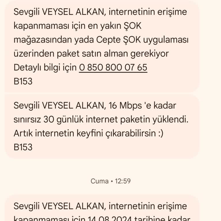 Şok Net Aylık Paketim Erken Bitti
