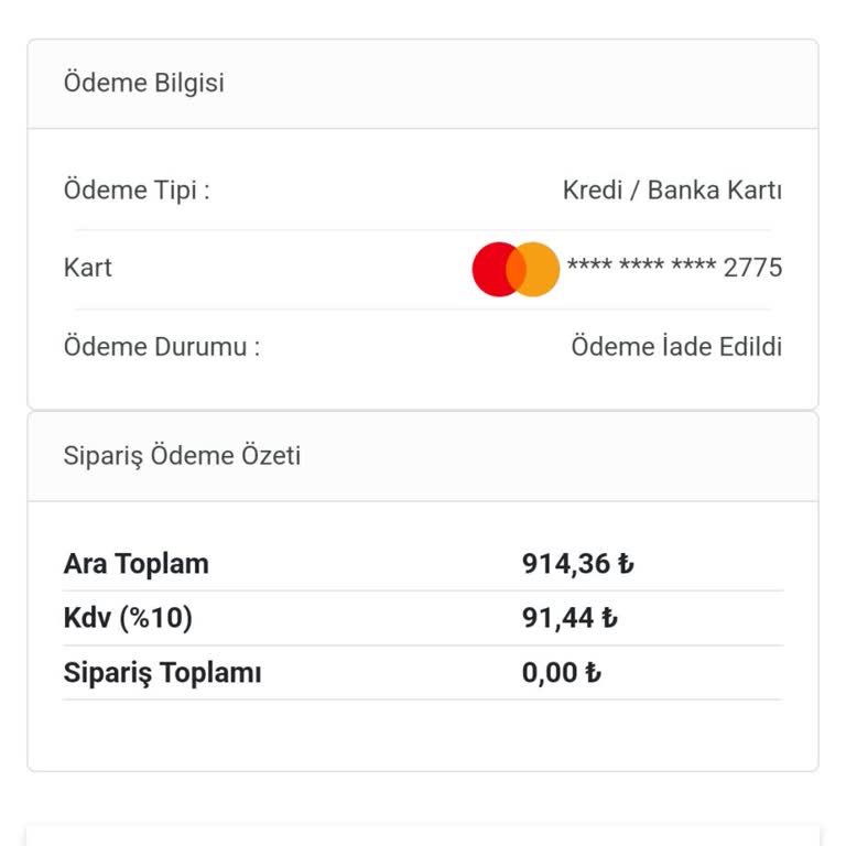 Hepsi Moda'da İptal Edilen Siparişin Ücreti İade Edilmedi