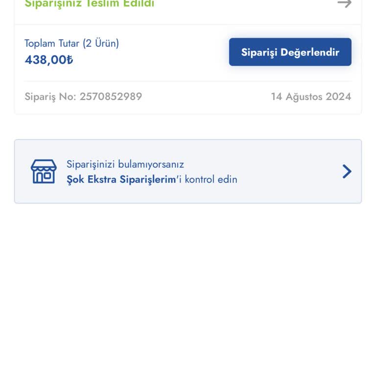 Şok Market Teslim Edilmeyen Sipariş