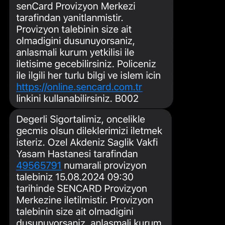 Sencard Acıbadem Sigorta Muayene Ücreti Karşılamadı