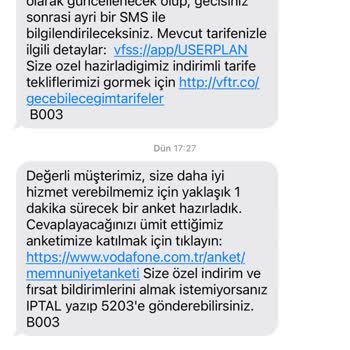 Vodafone'un Rızam Olmadan Tarifemi Değiştirmesi ve Fahiş Fiyat Artışı