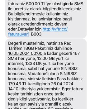 Vodafone'un Rızam Olmadan Tarifemi Değiştirmesi ve Fahiş Fiyat Artışı