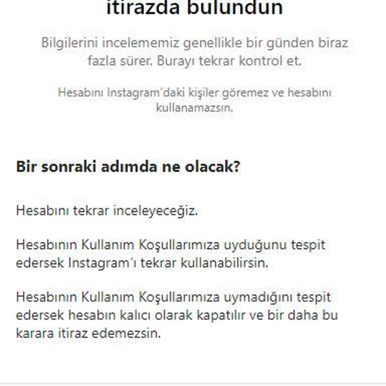 Instagram Askıya Alındı Uyarısı Ve Cevap Alınamaması