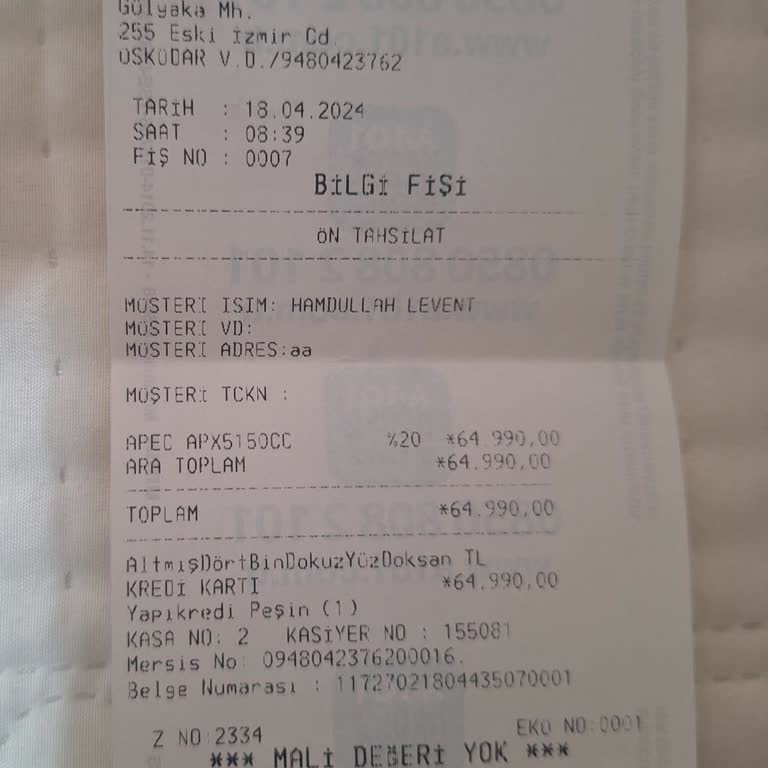 A101 Motorsiklet Tescil Belgesi