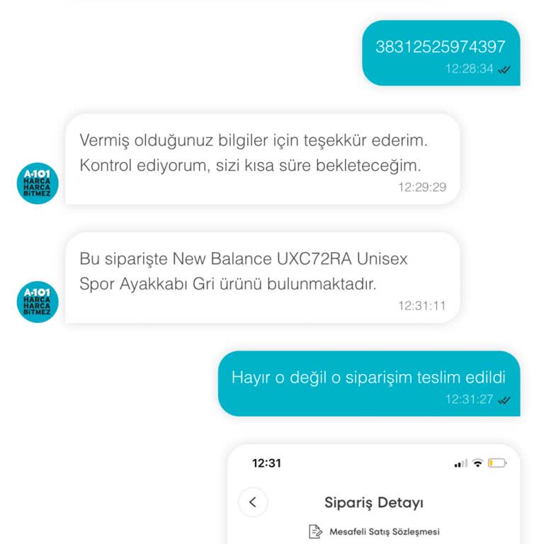 A101 Market Siparişimi Eksik Gönderdi