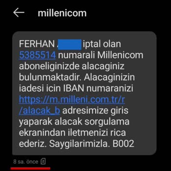 Millenicom Ücret İadesi Talebi