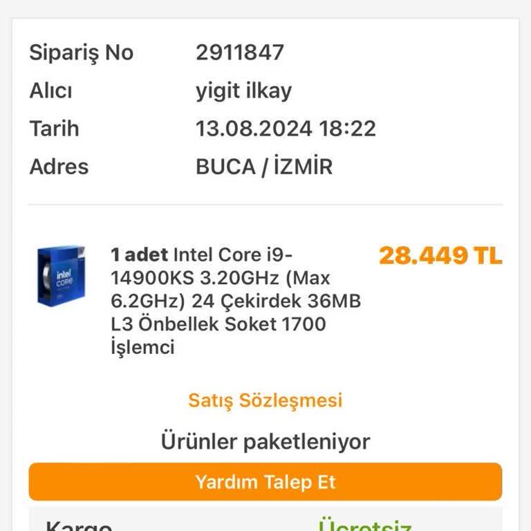 İncehesap Kargo Süresi Çok Uzun