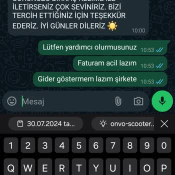 Onvo Scooter Siparişi Sonrası Fatura Sorunu Ve İletişimsizlik