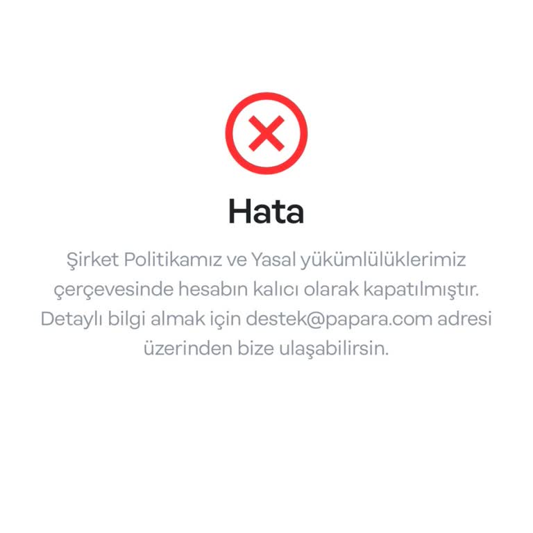 Papara Hesabımın Kalıcı Olarak Kapatılması