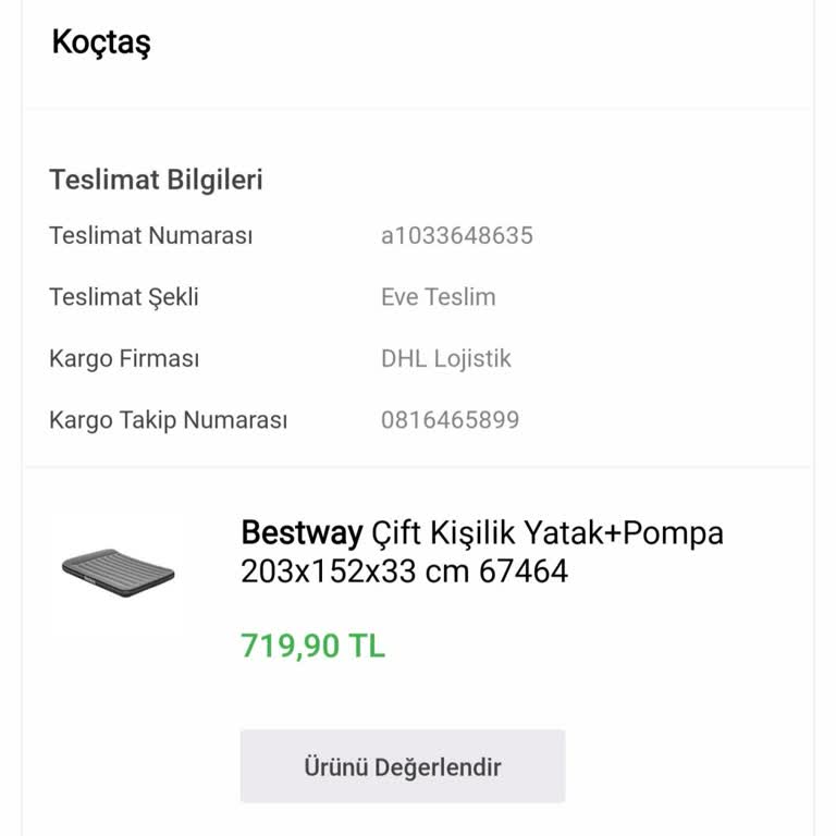 Koçtaş Bestway Yatak Bozuk Ve İlgilenilmiyor