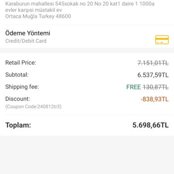 SHEIN Shine Alışverişimden Fazla Para Çekilmesi