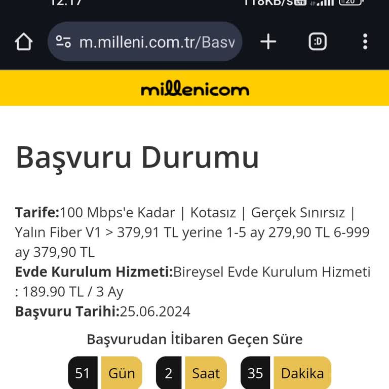 Millenicom 52 Günde İnternet Kuramayan Firma