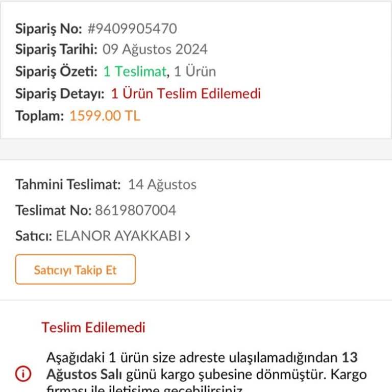 Trendyol Express Personeli Siparişimi Getirmiyor.