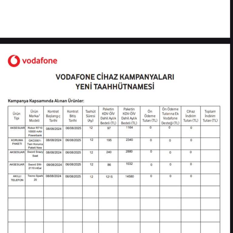 Vodafone Bayisinden Aldığım Cihaz ve Aksesuarlar Hakkında Bilgi Eksikliği