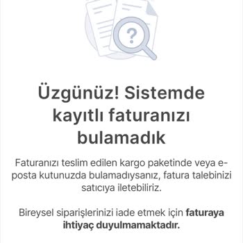 Hepsiburada Ürün Fatura Eksikliği
