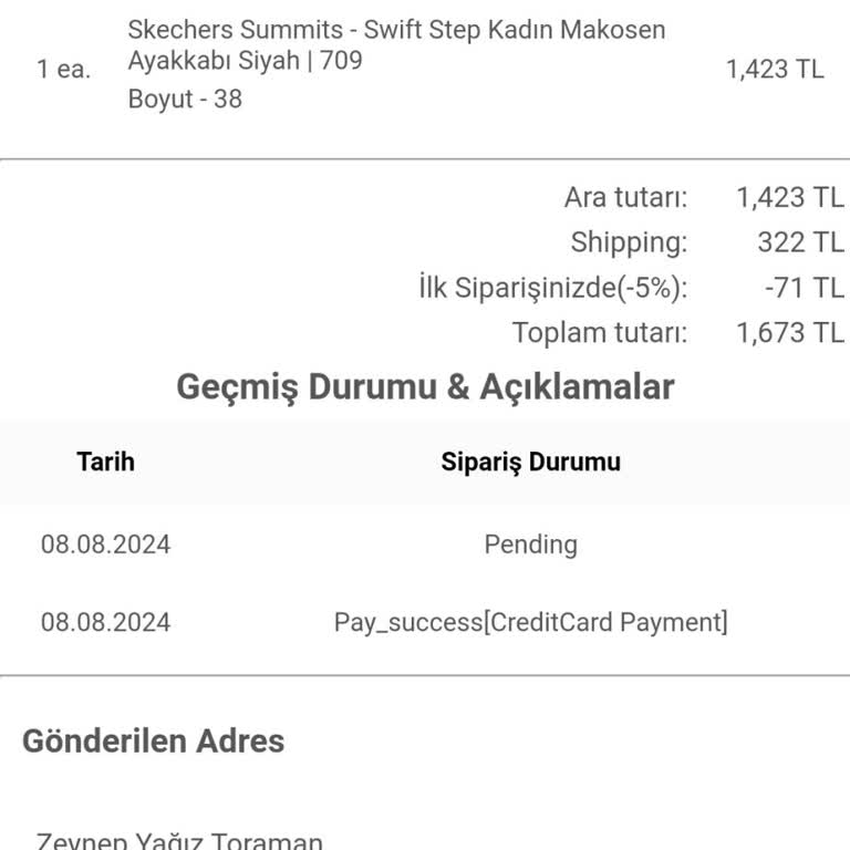 Skechers Türkiye Sitesinde Sipariş Sorunu Yaşadım