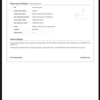 Carjet Araç Kiralama Şirketinde Yaşanan Mağduriyet