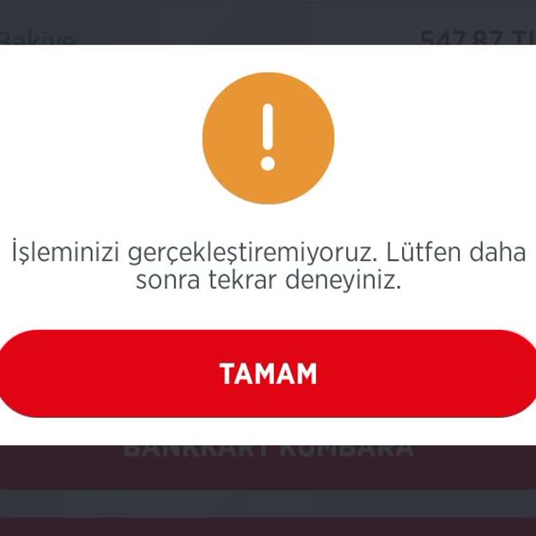 Ziraat Bankası İşlemi Gerçekleştiremiyoruz Hatası