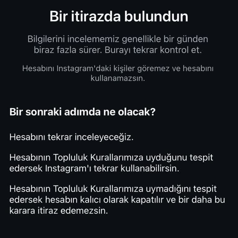 Instagram Kapatılan Hesap Geri Dönüş Yapılmadı