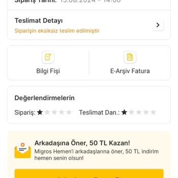Migros Hemen Eksik Ürün Ve Fazla Fiyat Çekmesi