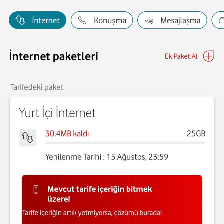 Vodafone Sınırsız Ultra Red Paketi Sınırsız Değil