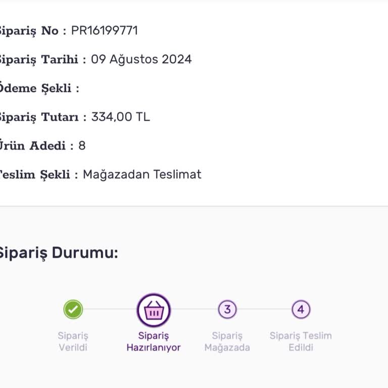 Gratis Sipariş Hazırlanıyor Durumu