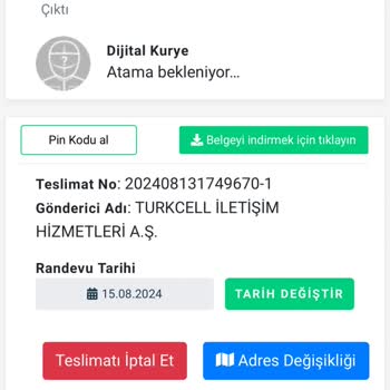 Dijitalkurye Gönderimi Getirmiyor