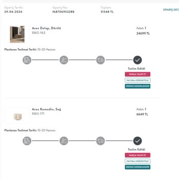 Vivense 1 Aydır Randevu Bildirimi Göndermediğiniz Dolaptan Eksik Parça Çıktı.
