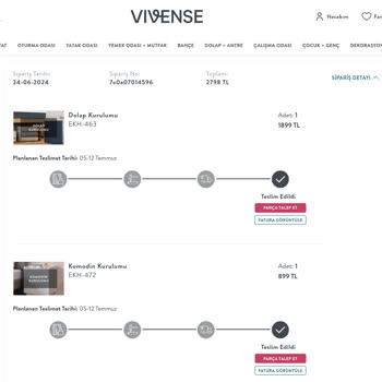 Vivense 1 Aydır Randevu Bildirimi Göndermediğiniz Dolaptan Eksik Parça Çıktı.