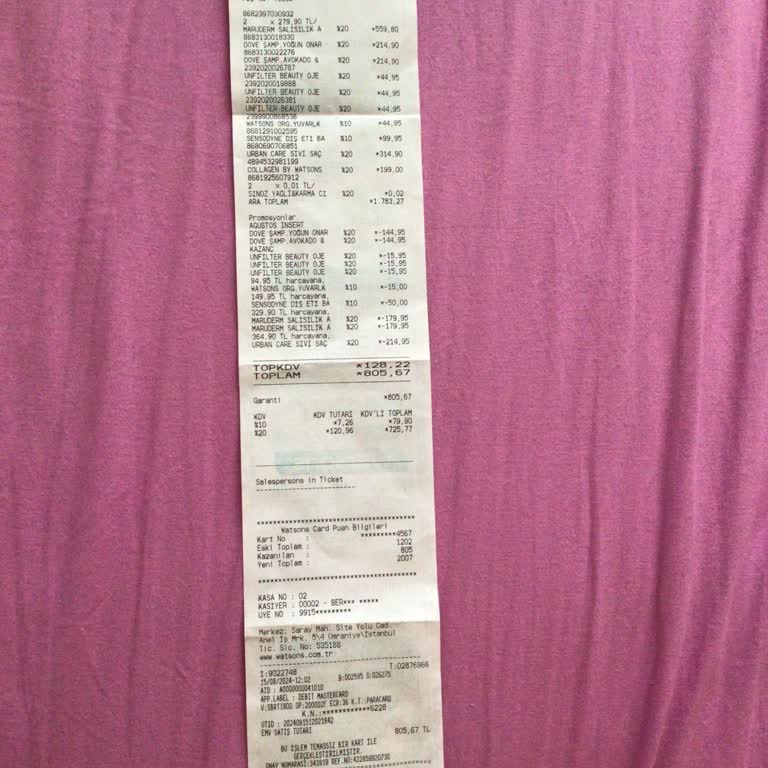 Watsons Mağazasında Ürünü İki Defa Almışım Gibi Geçmişler.