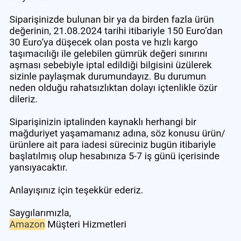 Amazon Sipariş İptali Hakkında.