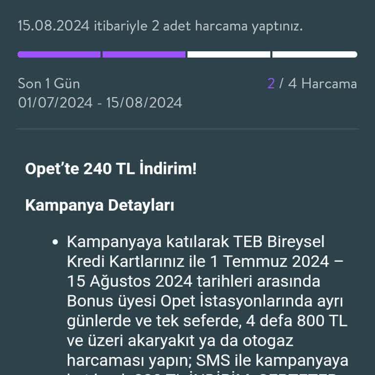 TEB Opet Kampanyasında Bonus Puan Sorunu