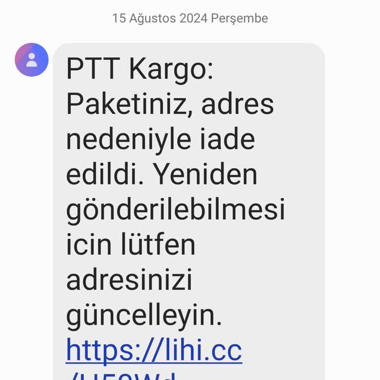 PTT Kargo Bilgimdışında Gelen SMS