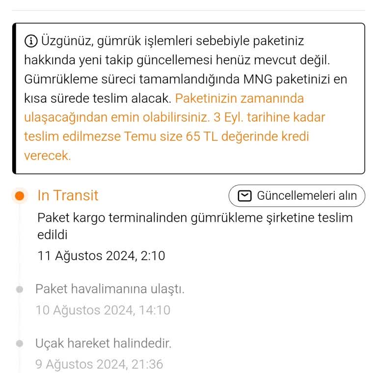 MNG Kargo Temu Siparişim Günlerdir Bekliyor
