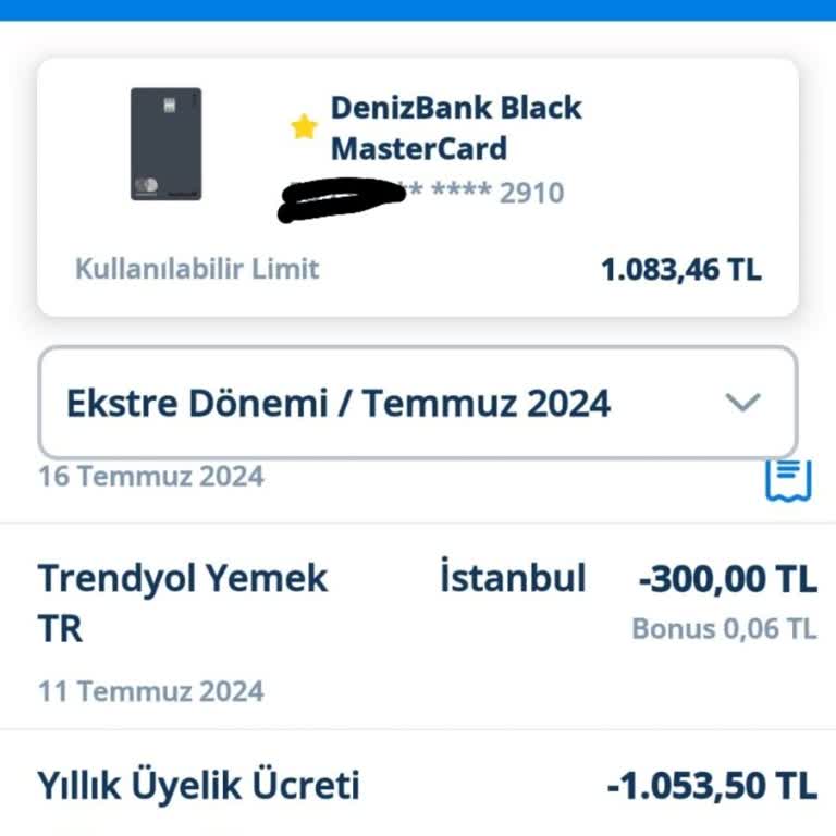 Denizbank Yıllık Üyelik Ücreti Kesintisi