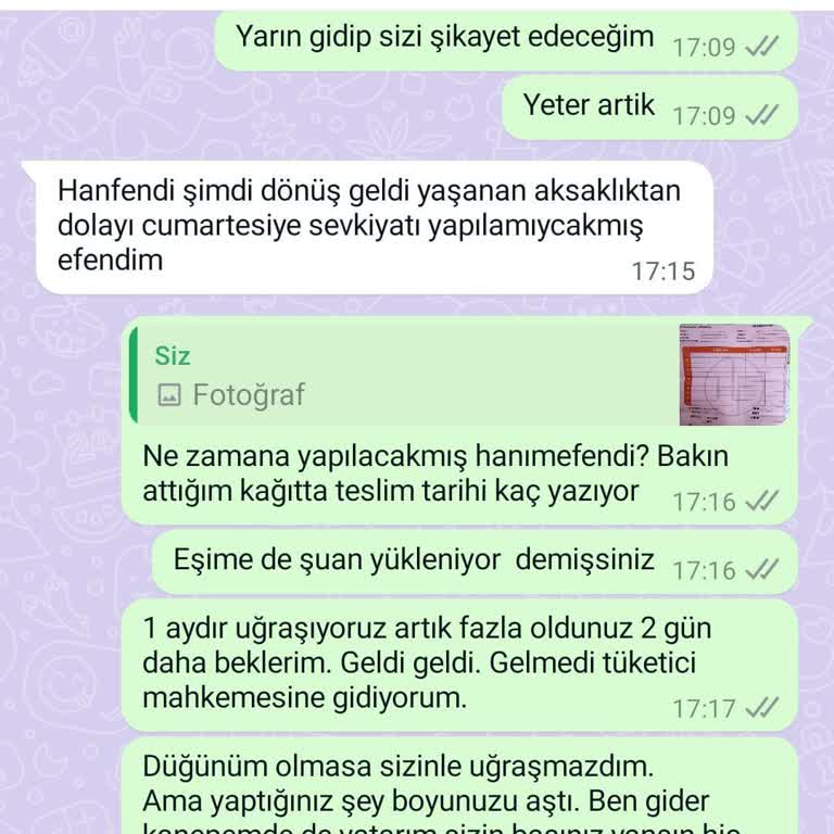 Hisar Furniture Teslim Edilmeyen Yatak Odası Ve Ekstra Ücret Talebi
