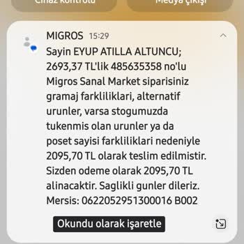 Migros Sanal Market Kampanyalarında Müşteri Mağduriyeti