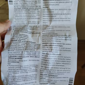 Sanovel İlaç Majezik Oral Sprey Eksik Bilgi