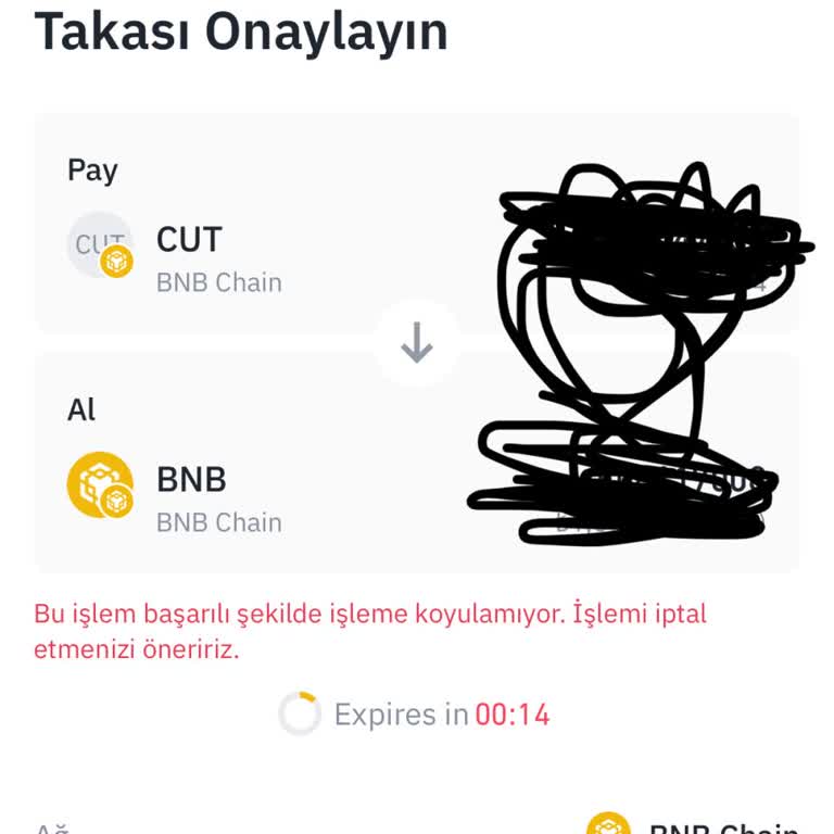 Binance Cut Token Satılmıyor