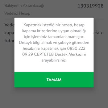 TEB Bankası Hesabı Kapatmıyor!