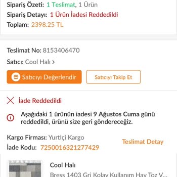 Cool Halı Hatasını Kabul Etmiyor