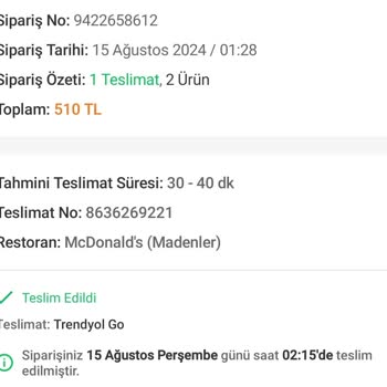 Trendyol Yemek Ücret İadesi Reddedilmesi